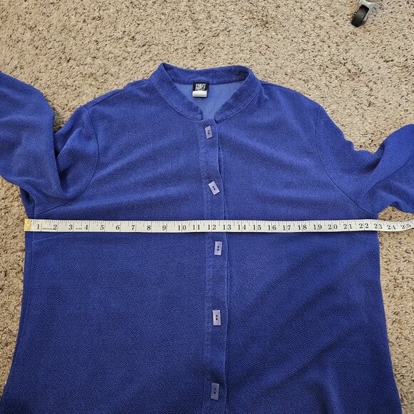 Gump's San Francisco Blue Textured Lagenlook Button Front Artsy Tunic Top XL - Picture 10 of 12